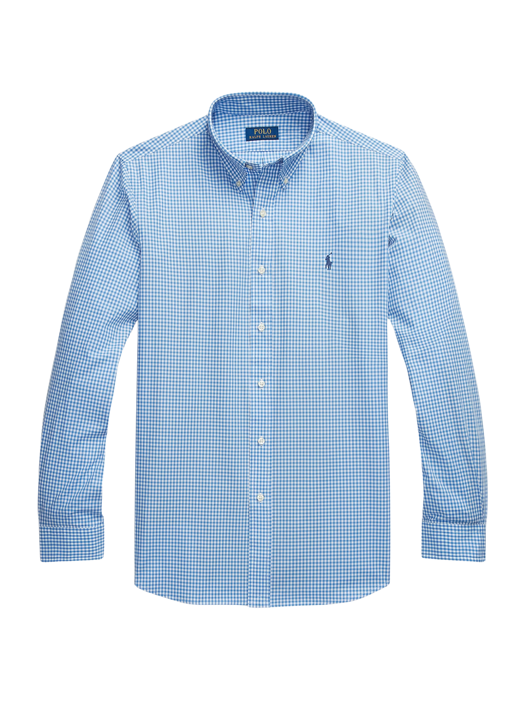 RALPH LAUREN Custom Fit Stretch Poplin Shirt Blue/White Check