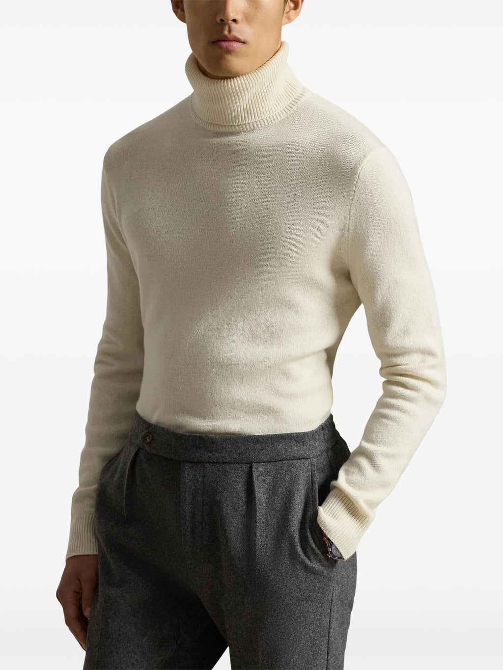 RALPH LAUREN Wool-Cotton Roll Neck Jumper Andover Cream