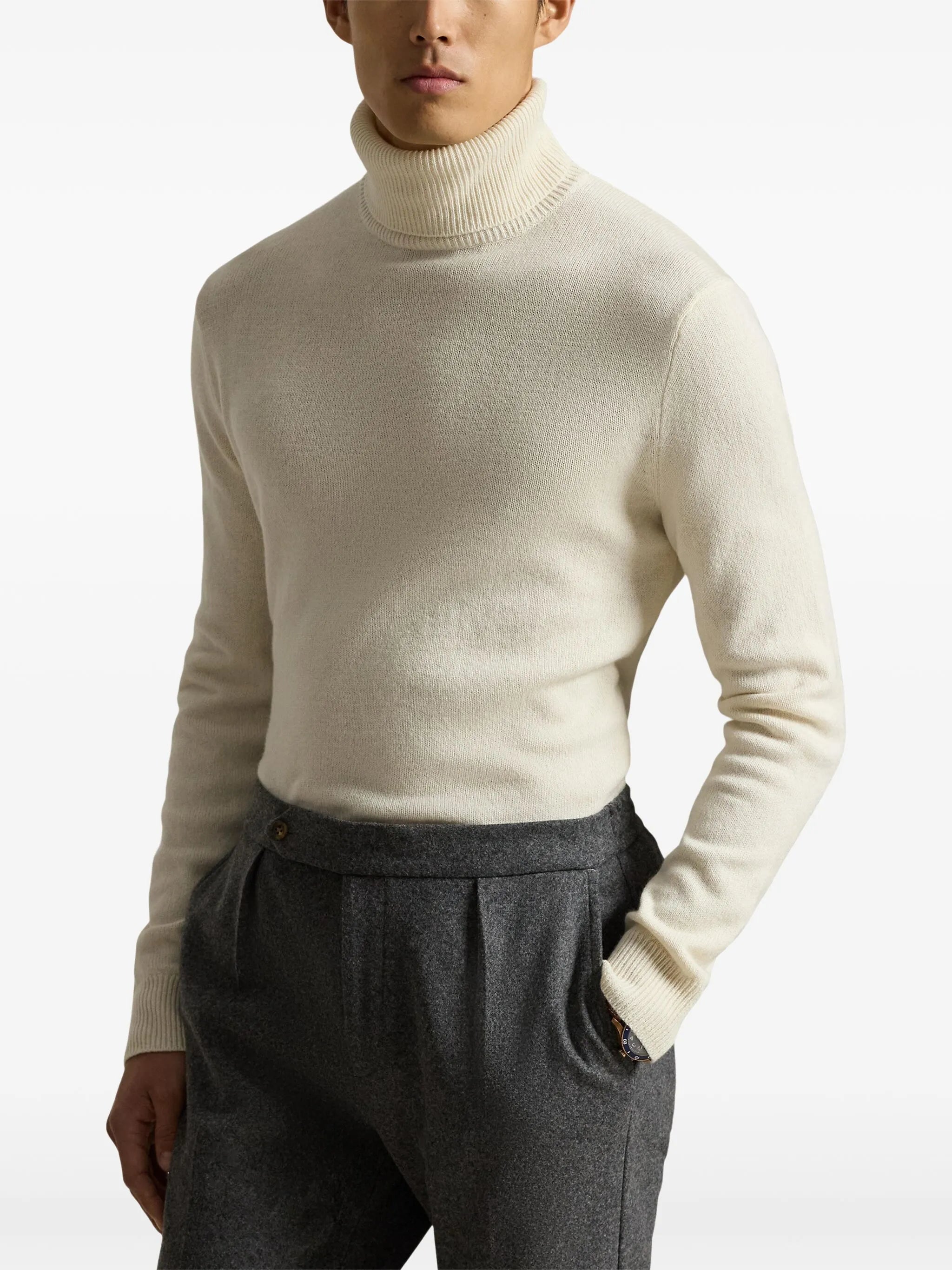 RALPH LAUREN Wool-Cotton Roll Neck Jumper Andover Cream