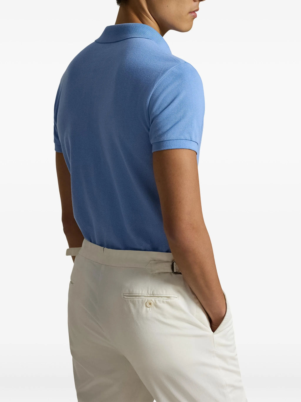 RALPH LAUREN Slim Fit Mesh Polo Shirt Bristol Blue