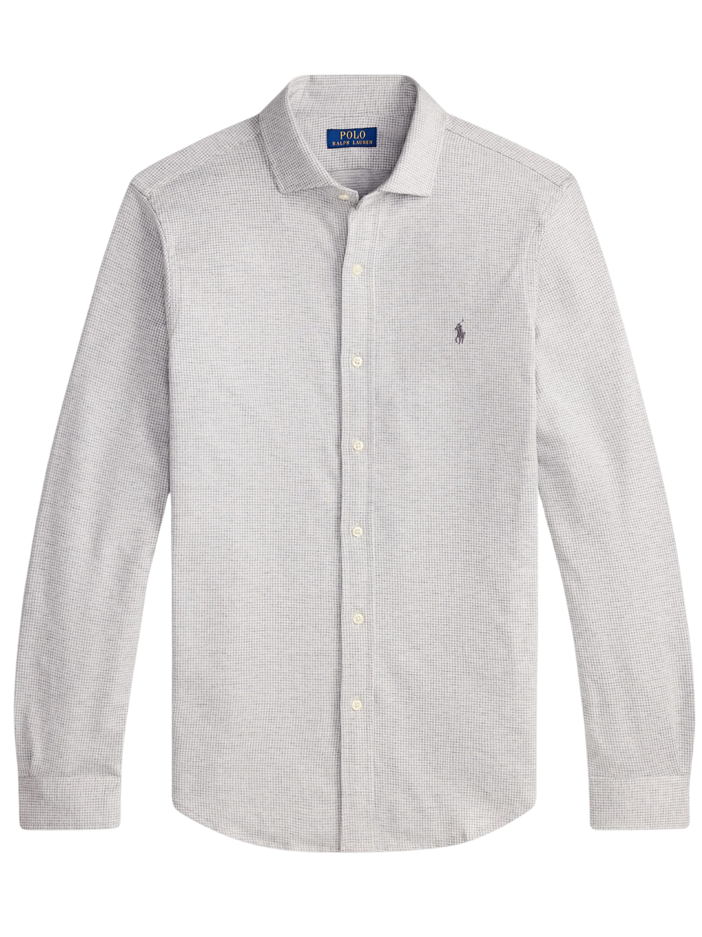 RALPH LAUREN Houndstooth Jersey Spread-Collar Shirt Natural
