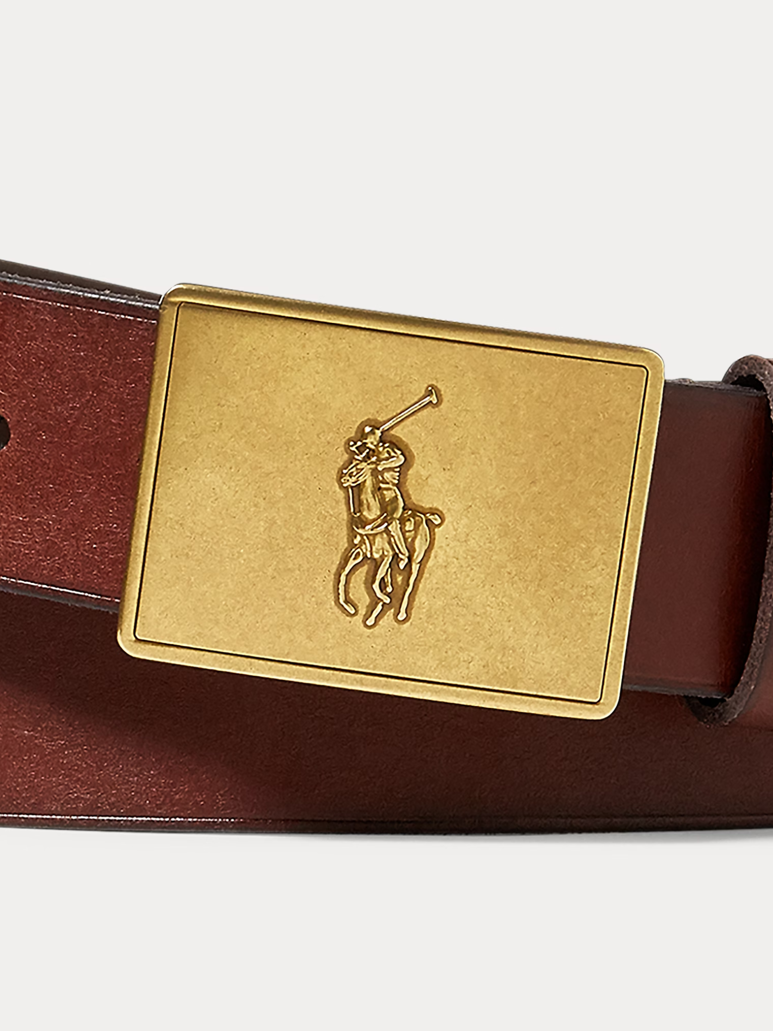 RALPH LAUREN Pony Plaque Leather Belt Brown