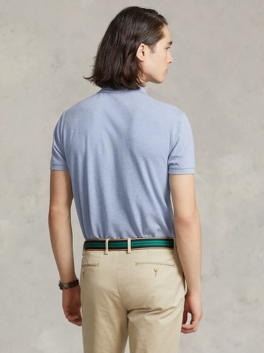 RALPH LAUREN Slim Fit Mesh Polo Shirt Isle Heather
