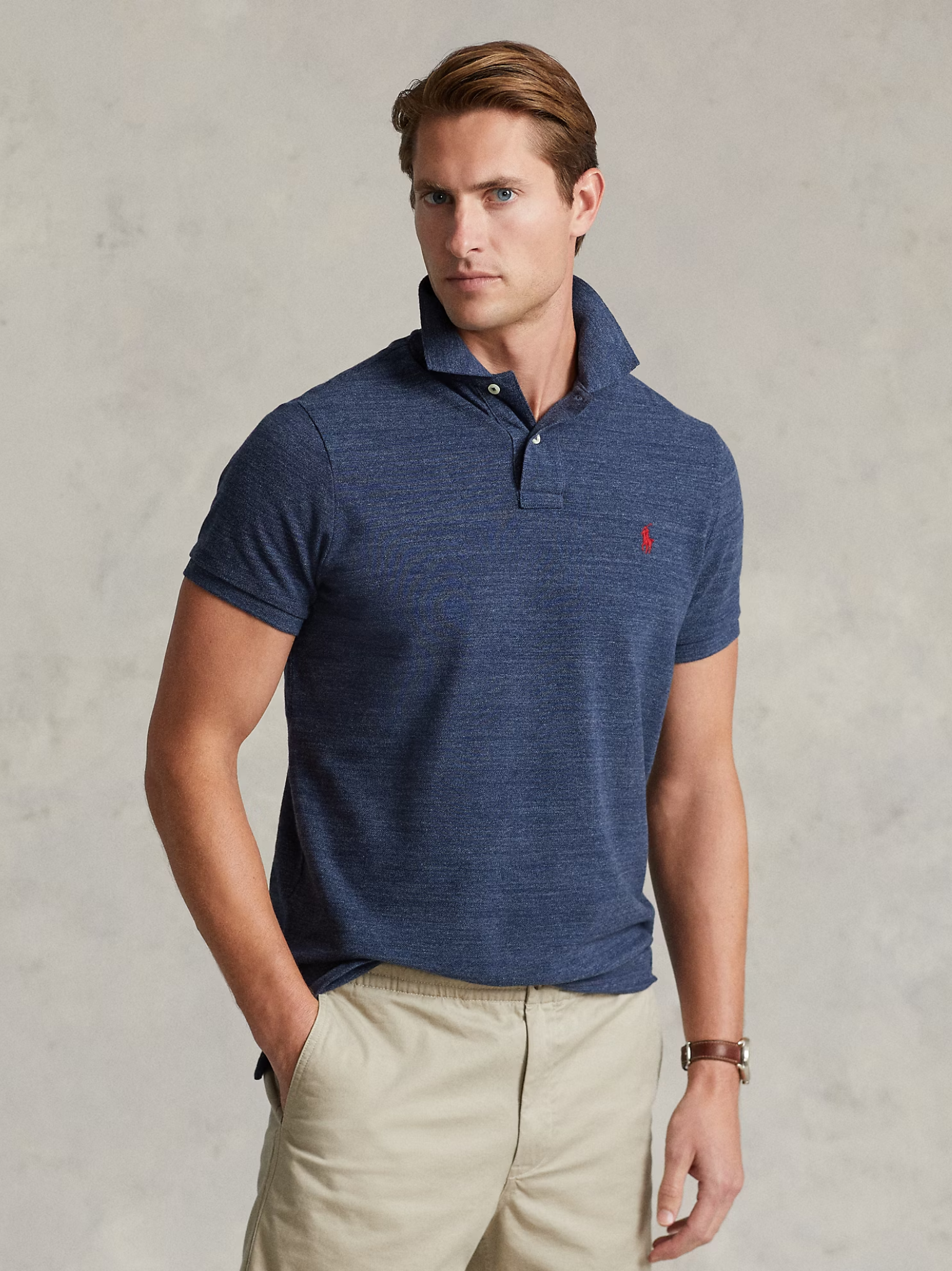 RALPH LAUREN Slim Fit Mesh Polo Shirt Classic Royal Heather