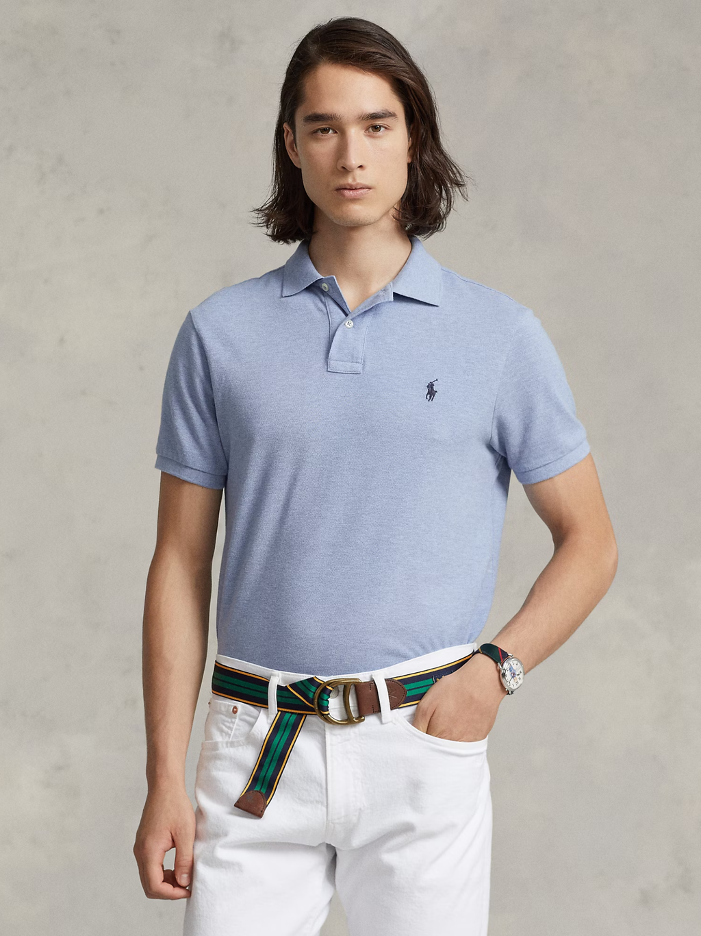 RALPH LAUREN The Iconic Mesh Polo Shirt Isle Heather