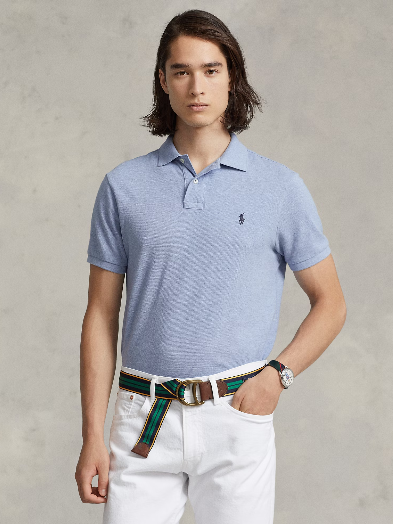 RALPH LAUREN The Iconic Mesh Polo Shirt Isle Heather