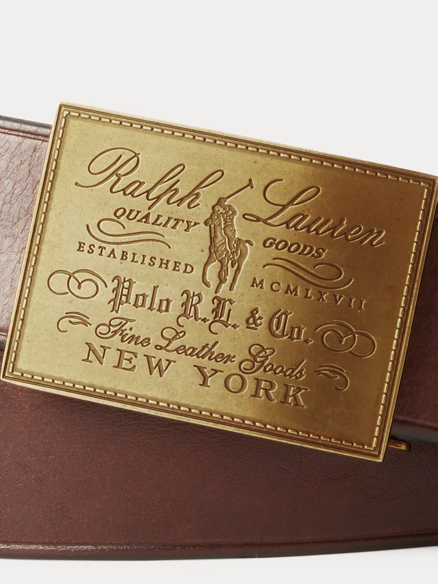 RALPH LAUREN Heritage Plaque-Buckle Belt Brown