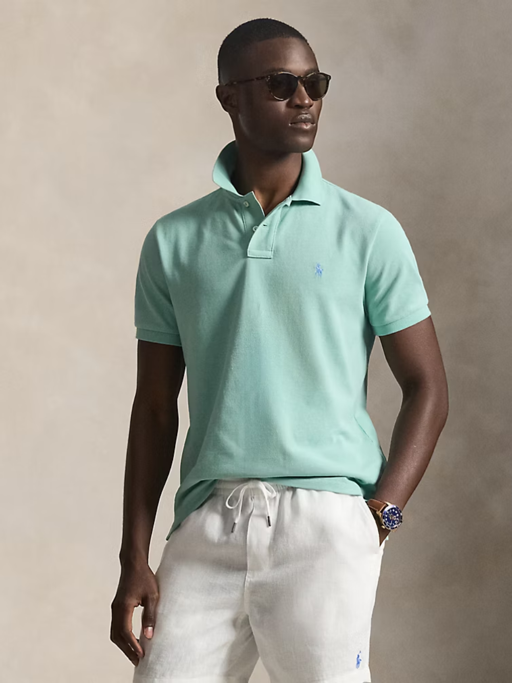 RALPH LAUREN Slim Fit Mesh Polo Shirt Celadon Green