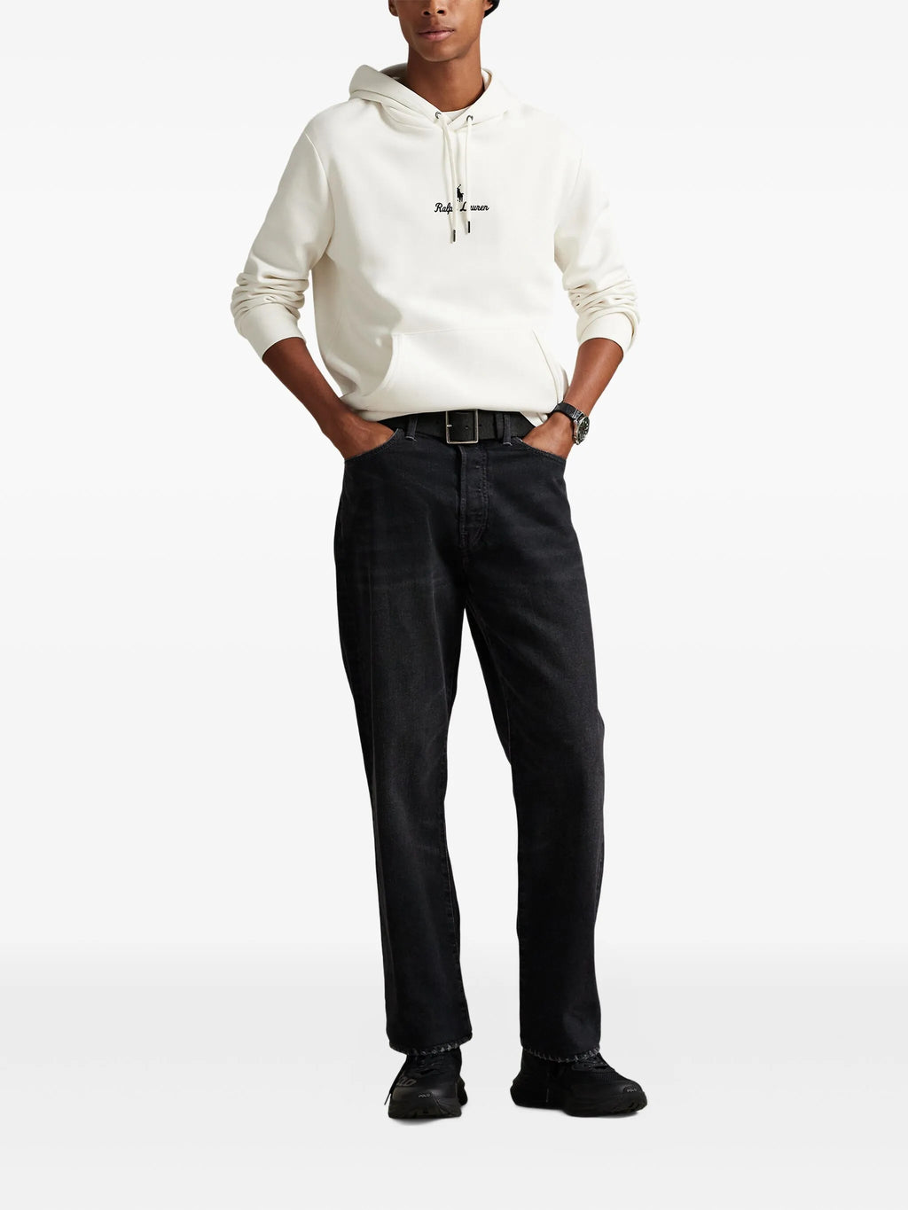 RALPH LAUREN Logo Double-Knit Hoodie White
