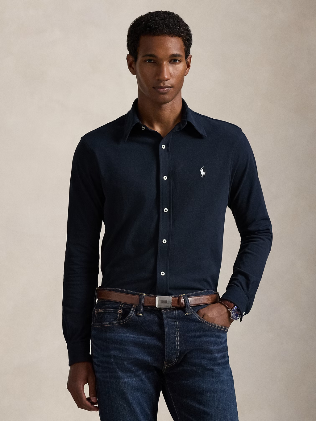 RALPH LAUREN Featherweight Mesh Shirt Aviator Navy