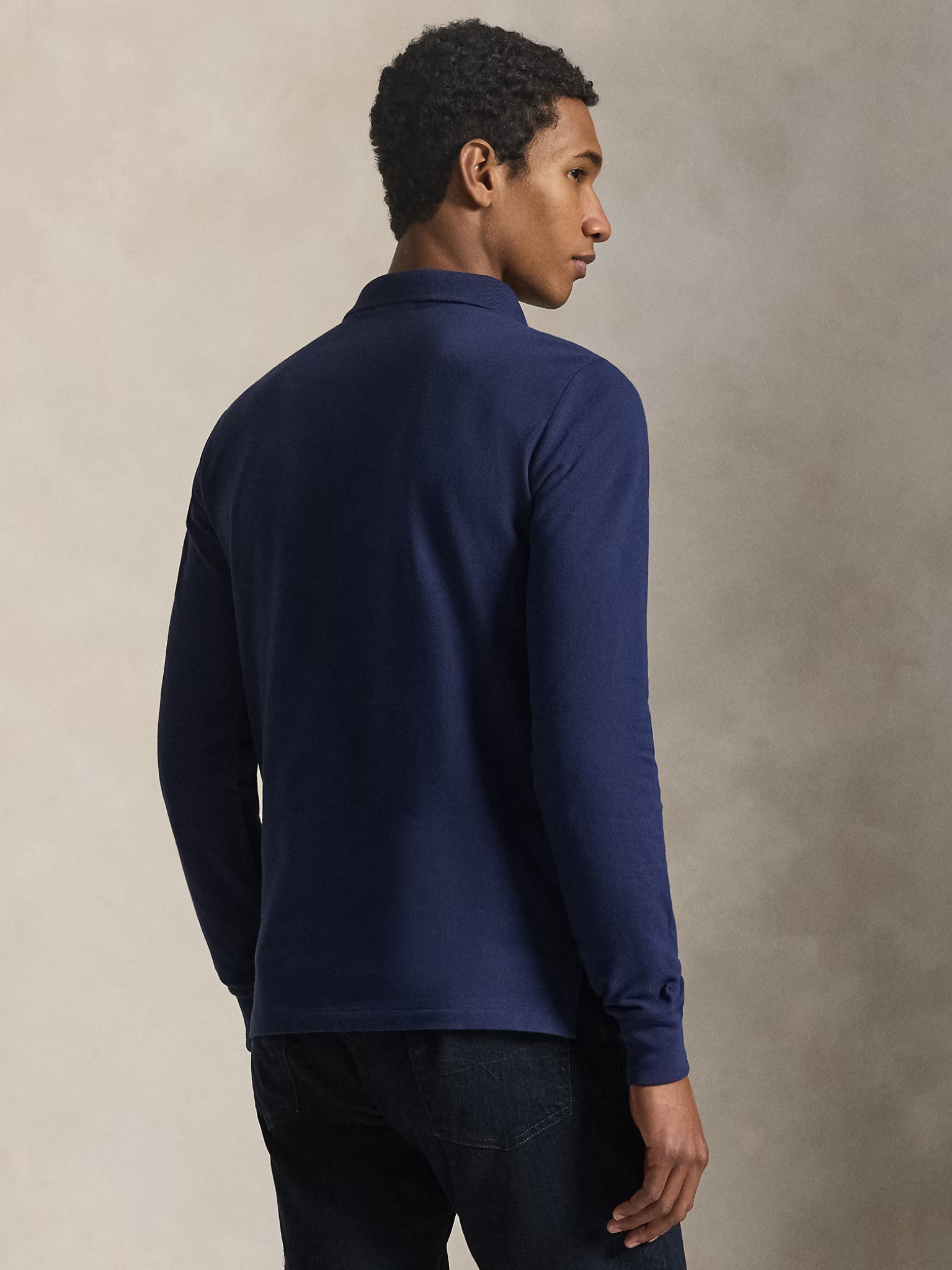RALPH LAUREN Slim Fit Mesh Long-Sleeve Polo Newport Navy