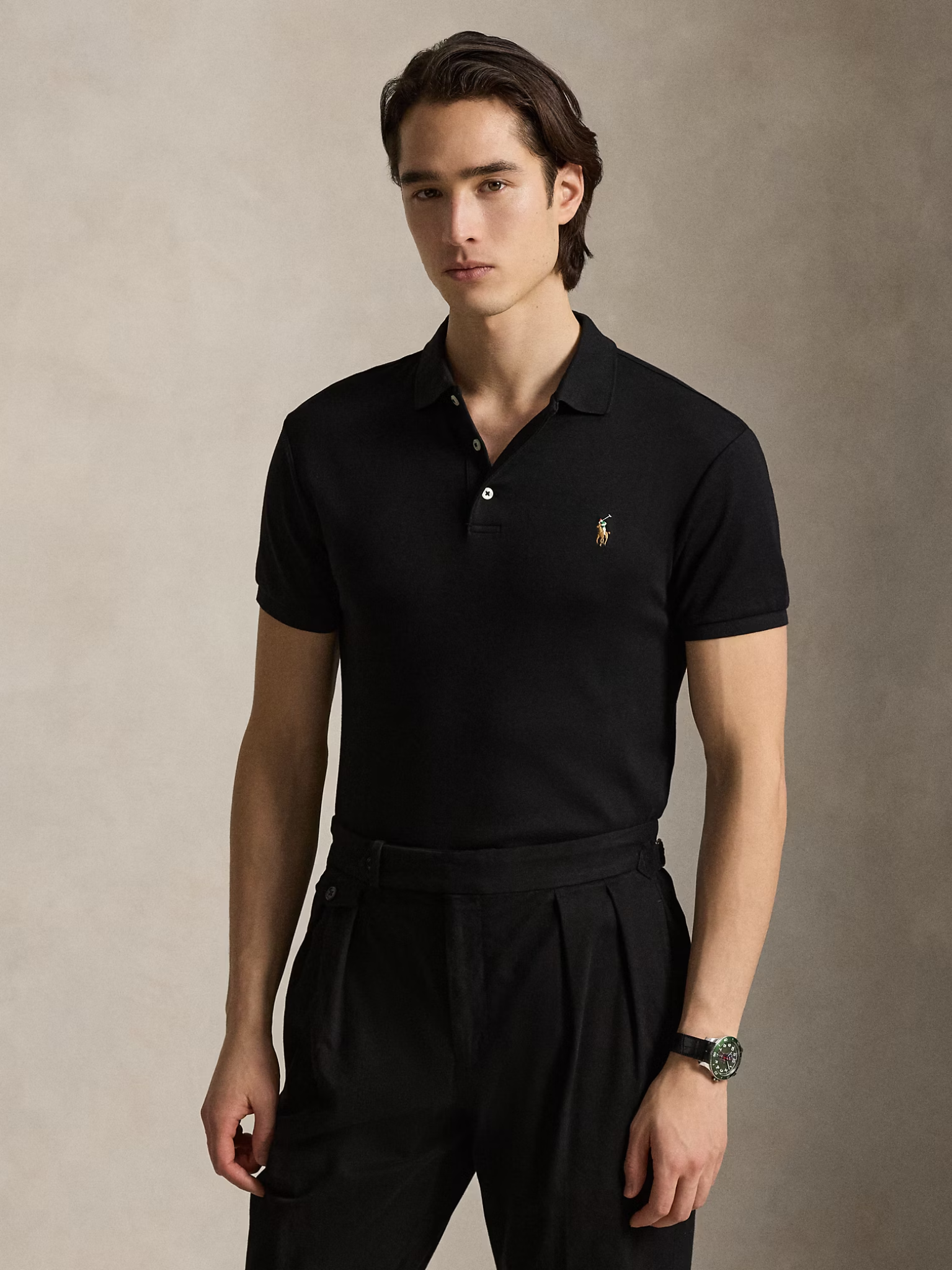 RALPH LAUREN Slim Fit Soft-Touch Polo Shirt Black
