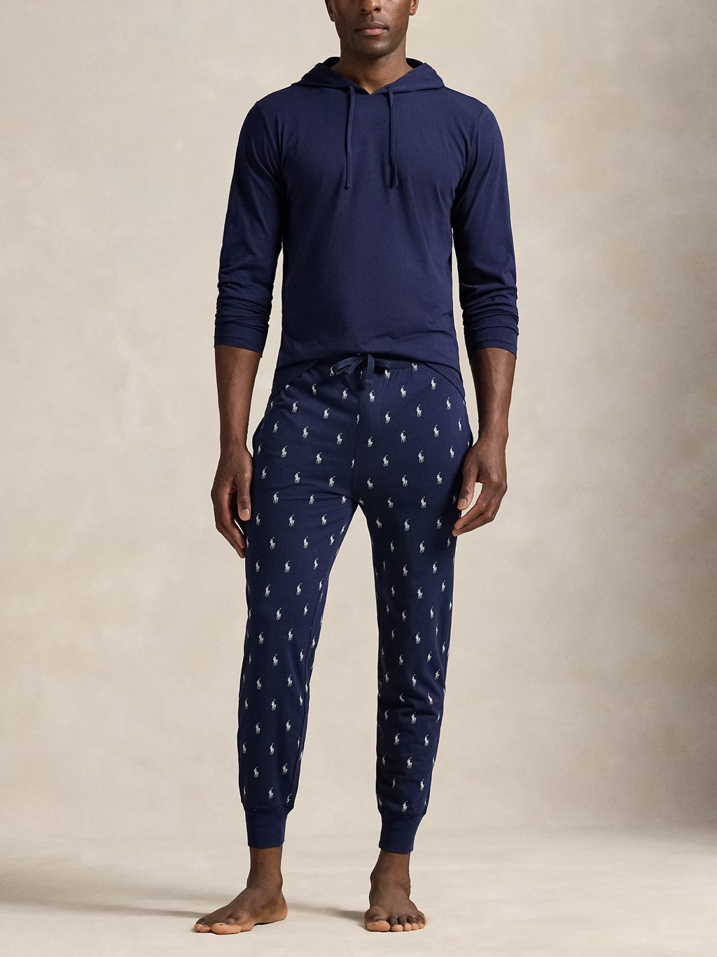 RALPH LAUREN All-over Pony Cotton Jersey Sleep Joggers Cruise Navy