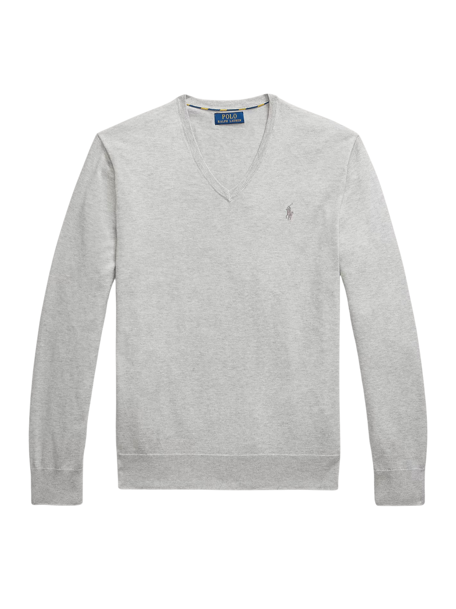 RALPH LAUREN Slim Fit Cotton V-Neck Jumper Andover Heather