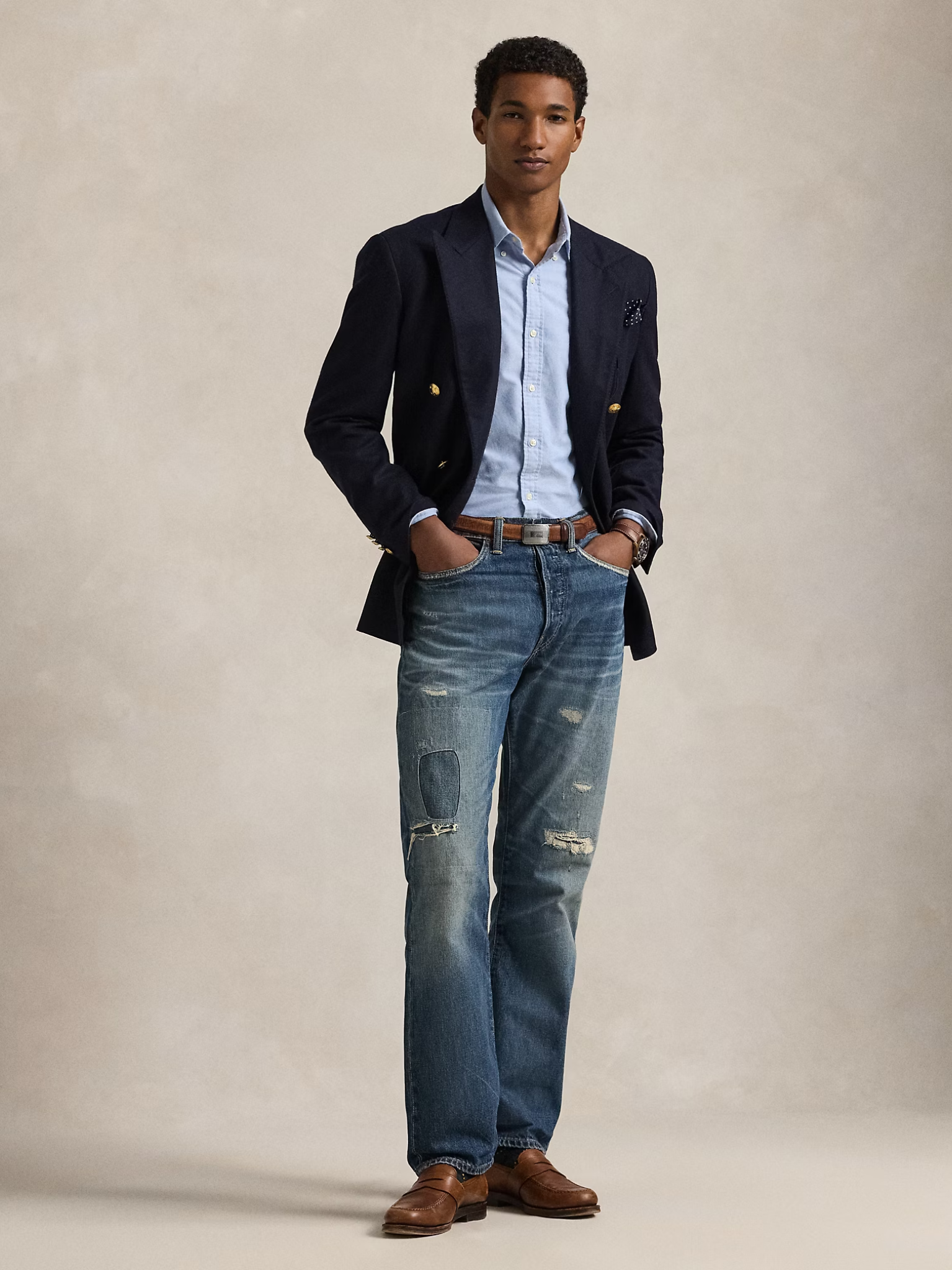 RALPH LAUREN Slim Fit Oxford Shirt Blue