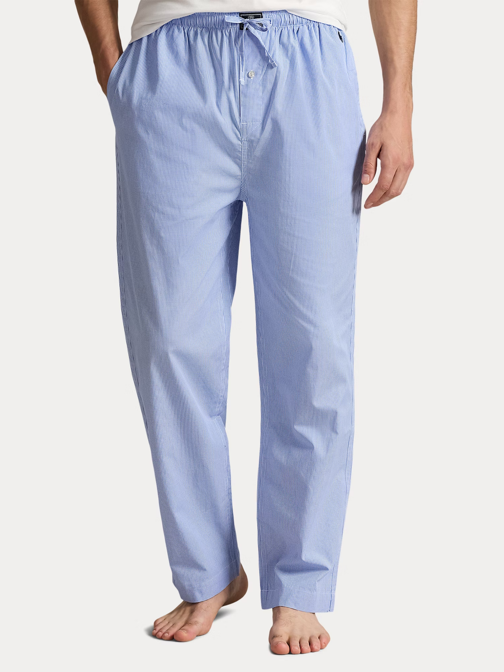 RALPH LAUREN Gingham Cotton Sleep Trousers Lt Blue Mini Gingham