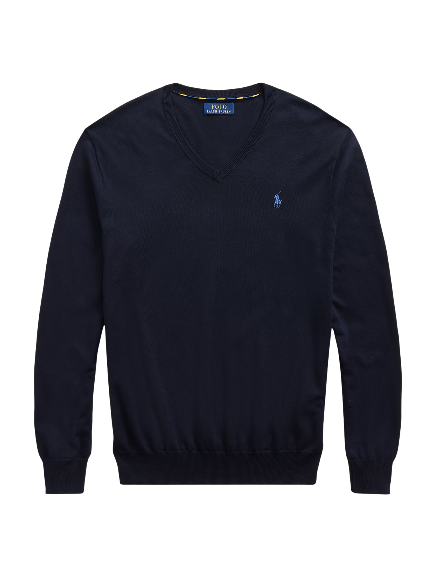 RALPH LAUREN Slim Fit Cotton V-Neck Jumper Hunter Navy